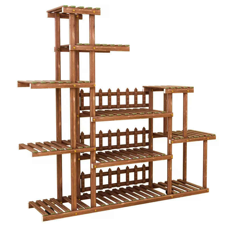 Bulk Supply Elegant Garden Portable Wooden Flower Stand Shelf
