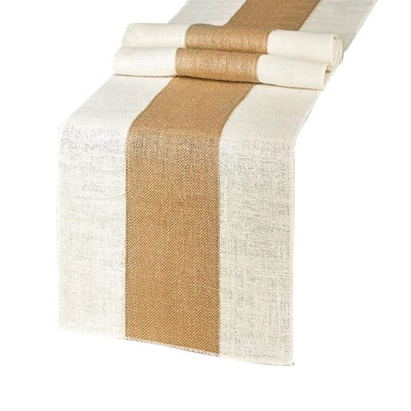 White Natural Home Decoration Burlap Table Runner
