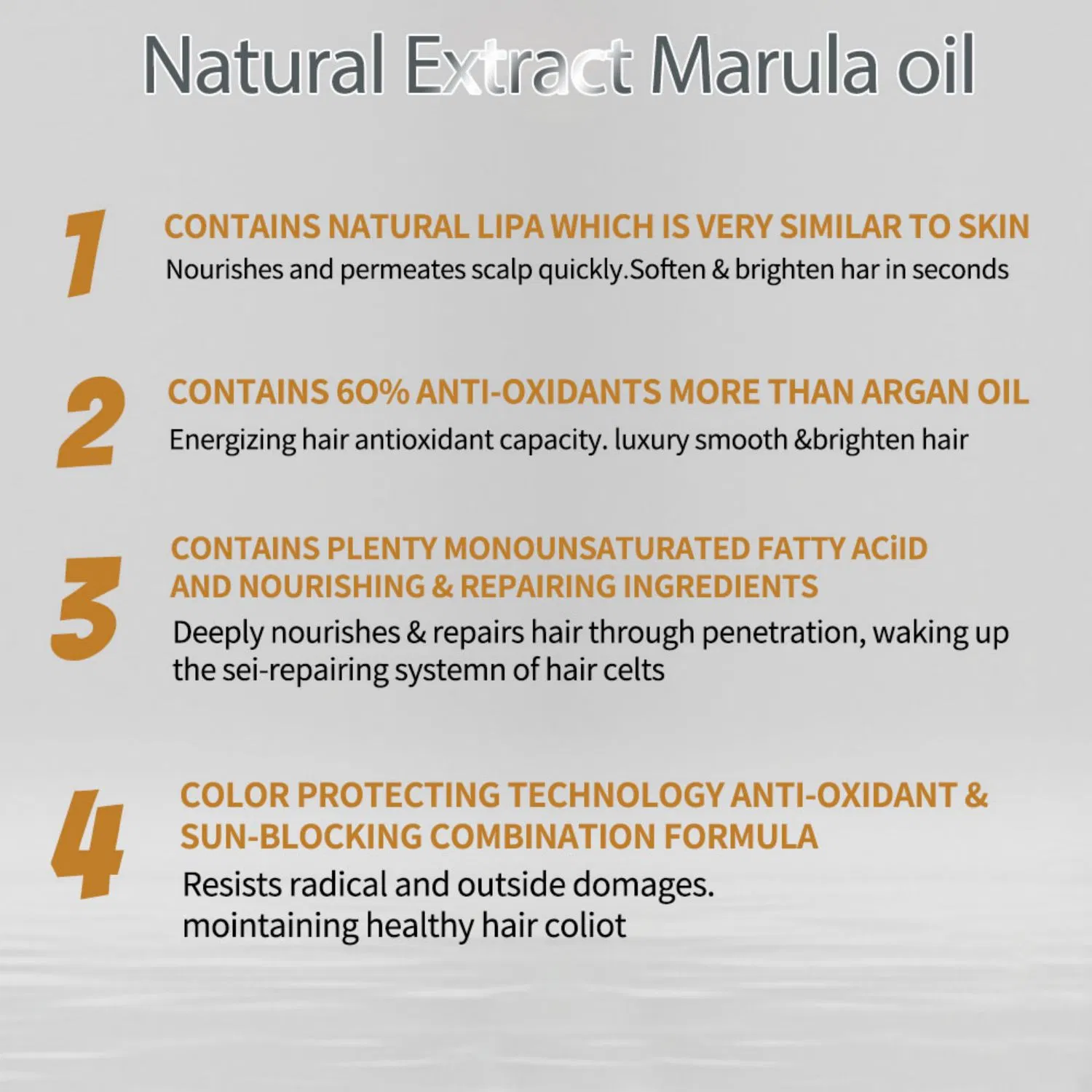 Hot Sell Soften & Brighten Hair Marula Hair Oil
