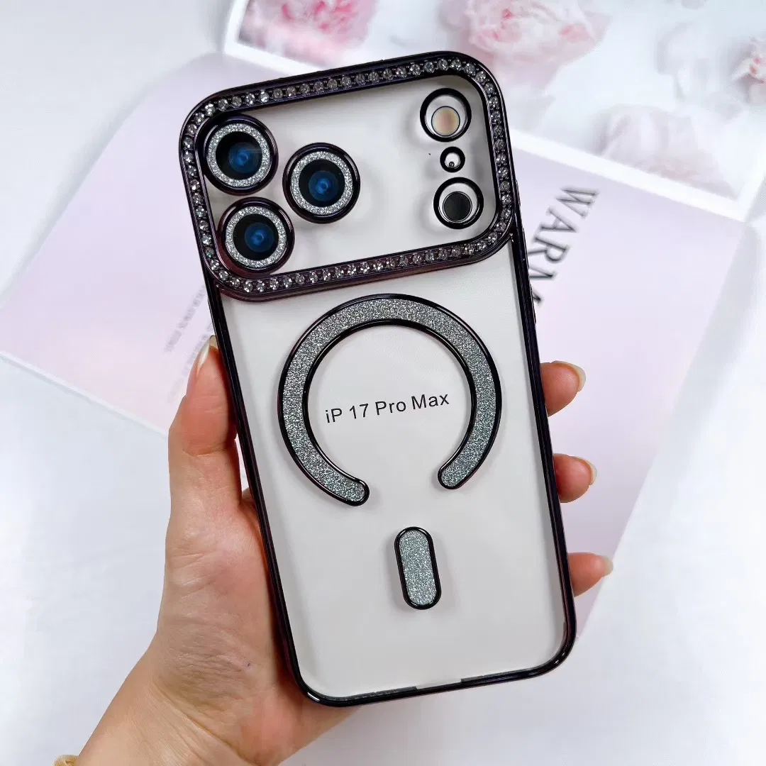 Магнитный чехол C-Shape с блёстками и стразами для iPhone