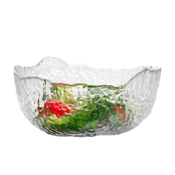 Colorful Glass Bowl Gold Painted Rim for Hotel Wedding Restaurant Household Transparent Salad Dessert Bowl