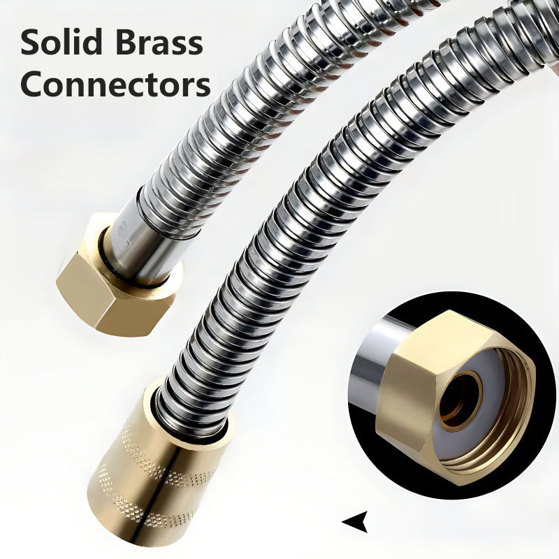 304 Stainless Steel Anti Leak 1.5m 2m Explosion Proof Braided Steel Wire Solid Brass Insert Nut Showerhead Hose