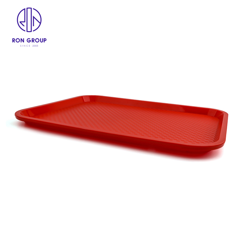 Coffee Shop Fast Food Restaurant Hotel Food Drink Tray Stackable Melamine Plastic BBQ Serving Non-Slip Rectangle Tray