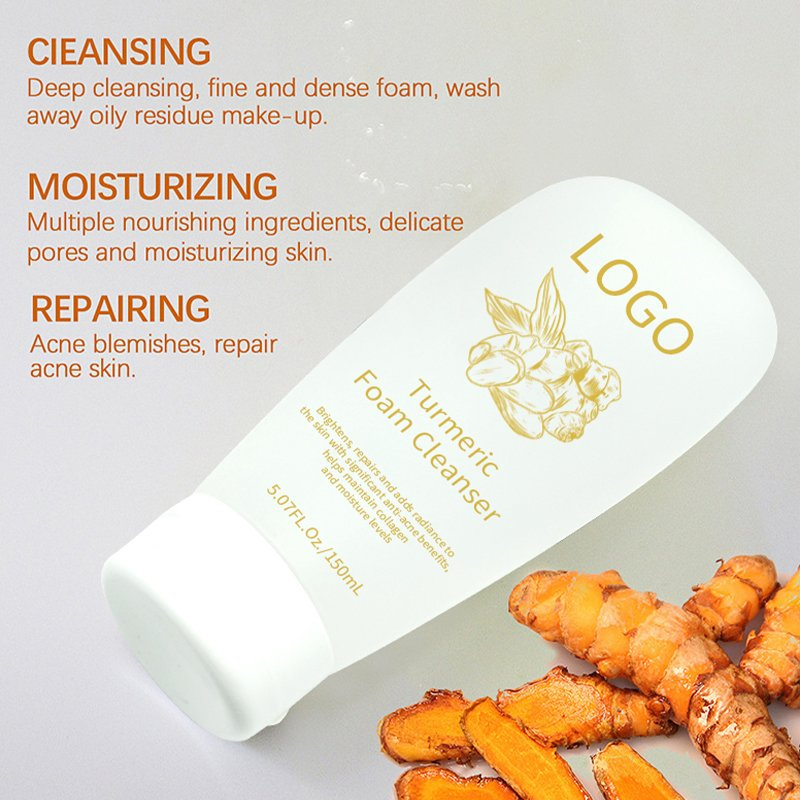 Skin Care Products Turmeric Oil Control Acne Whitening Moisturizing Foam Facial Cleanser