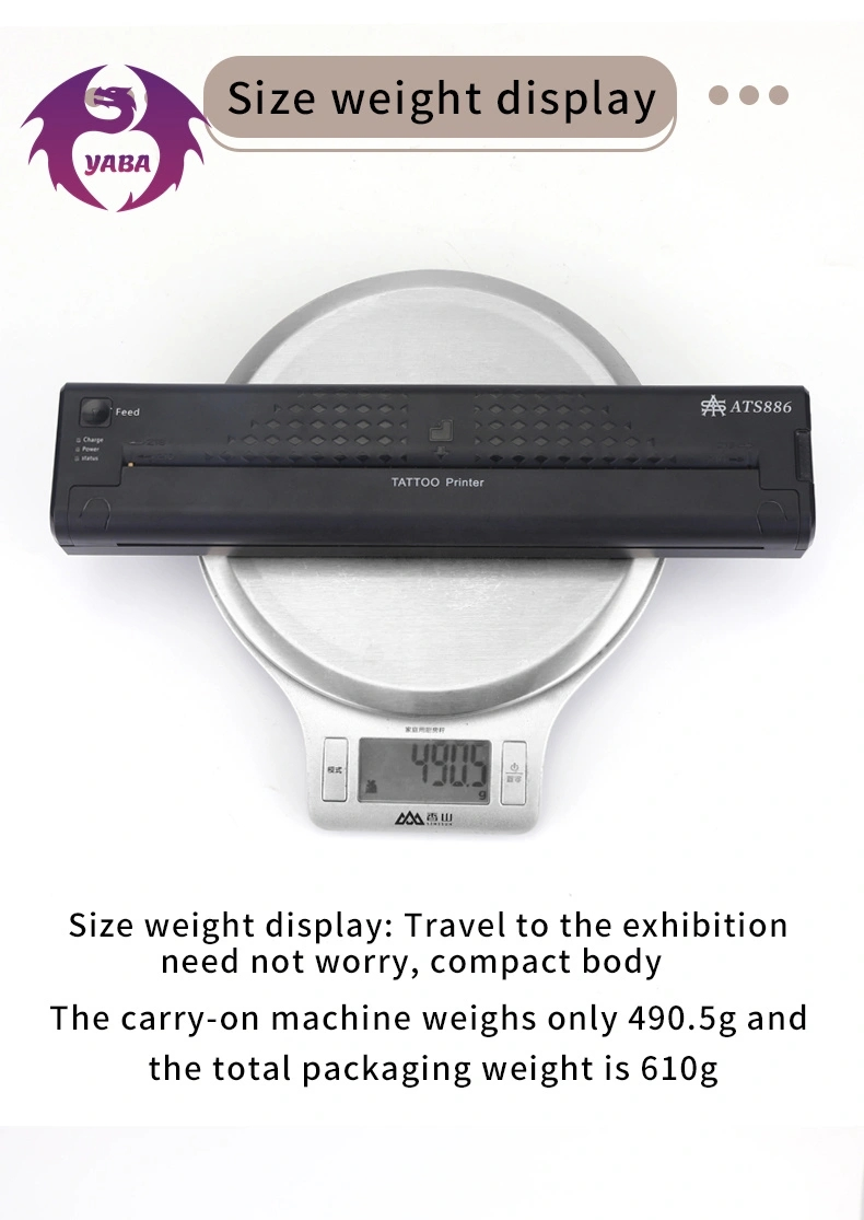 Yaba Rechargeable Tattoo Printer New Tattoo Transfer Machine, Compatible with Ios Phone/PC