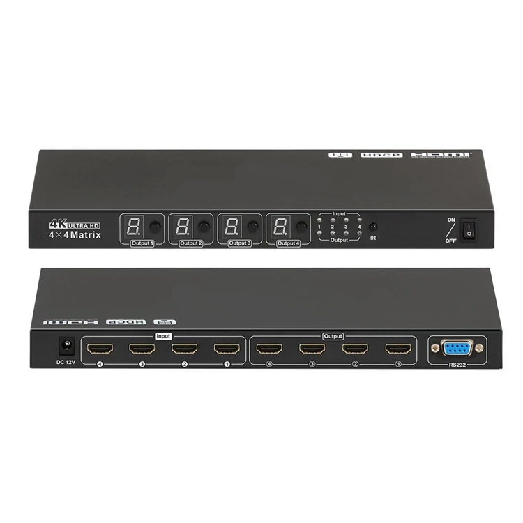 Custom 4 Port Matrix 4X4 HDMI Switch 4K 30Hz Splitter Support Pap Quad Multiviewer RS232 AV Video Switcher