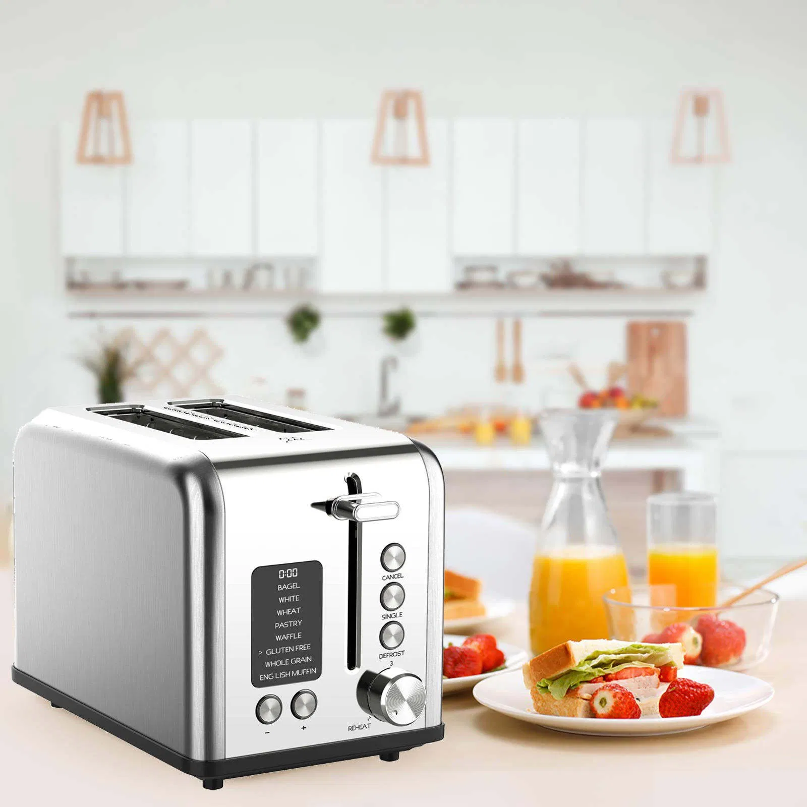 2-Slice Toaster - modern Deisgn with Function and Timer Count-Down Display