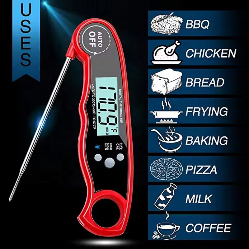 Waterproof Folding Digital Instant Read BBQ Cooking Grilling Meat Thermometer for Food