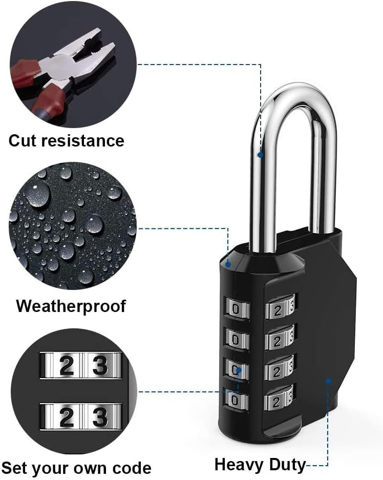 Password Padlock Waterproof and Rust-Proof Lock Long Beam Rainproof Lock for Outdoor Use