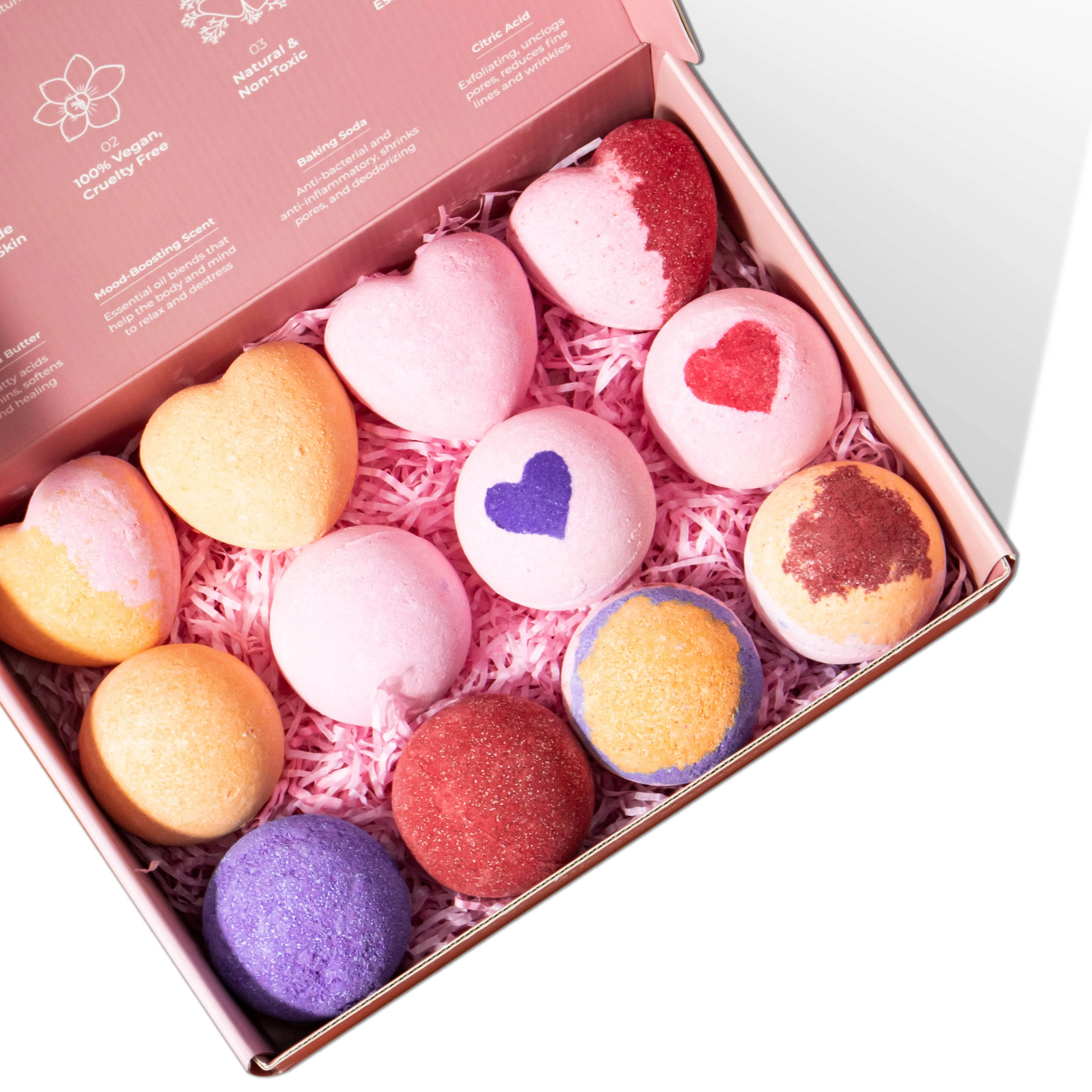 Pink Lover's Bath Bombs for Women Gift Set 12 PCS Relax Natural Bath Bomb