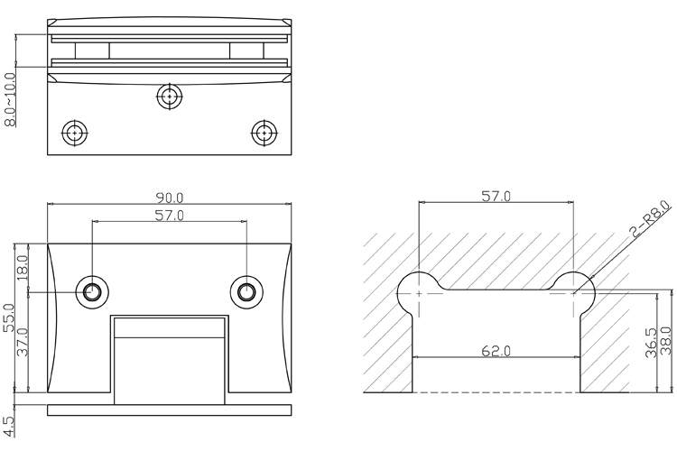 Door Handle with Foot Round Fittings Glass Shower Clamp
