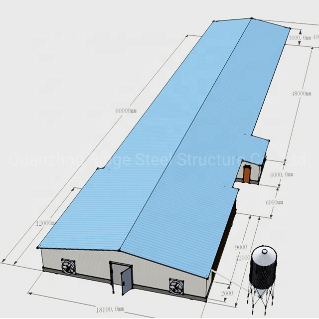 Metal C Purlin Welded Prefabricated Steel Structure Dairy Cow Shed Poultry Farm for Livestock Farming