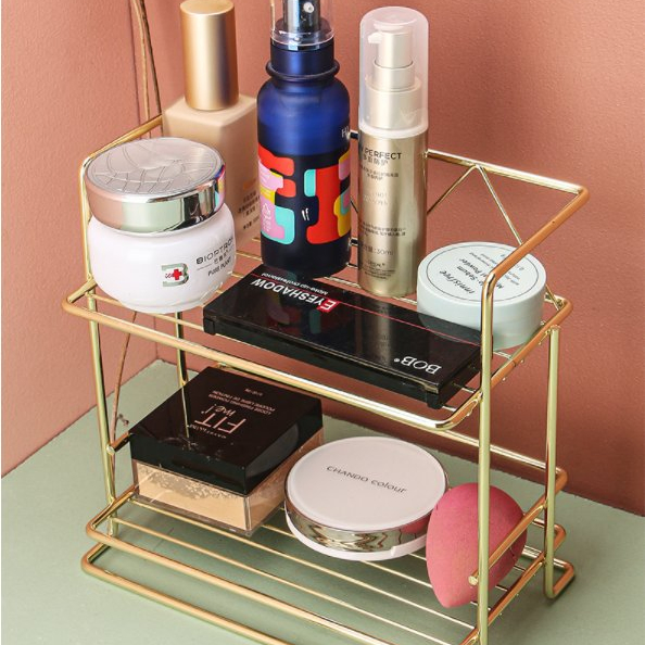 Double Layers Iron Cosmetics Storage Rack Household Desktop Cosmetics Storage Rack