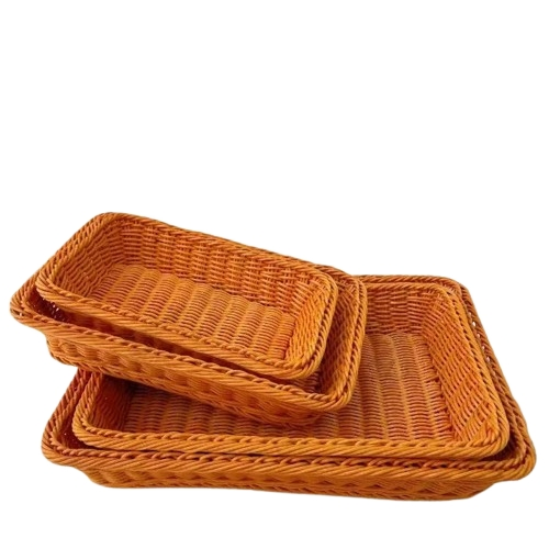 Practical Imitation Rattan Supermarket Restaurant Fruit and Vegetable Basket Multiple Sizes Available for Customization