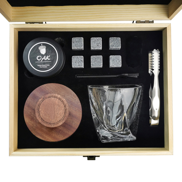 Cocktail Whiskey Smoker Gift Set Wooden Infuser Whiskey Smoke Infuser Kit for Whiskey