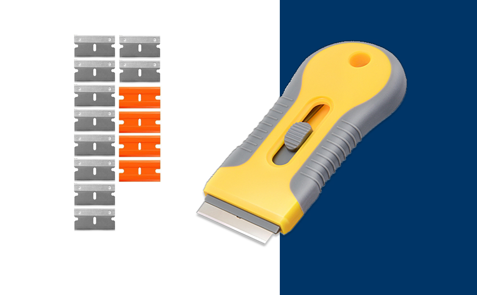 15PCS Extra-Blades Retractable Paint Stripping Cleaning Labels Stickers Razor Blade Tool Scraper