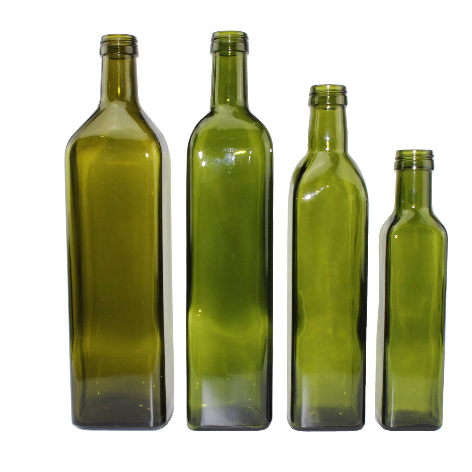 100ml 150ml 250ml 500ml 750ml 1000ml Clear Green Square Glass Olive Oil Bottle with Screw Cap