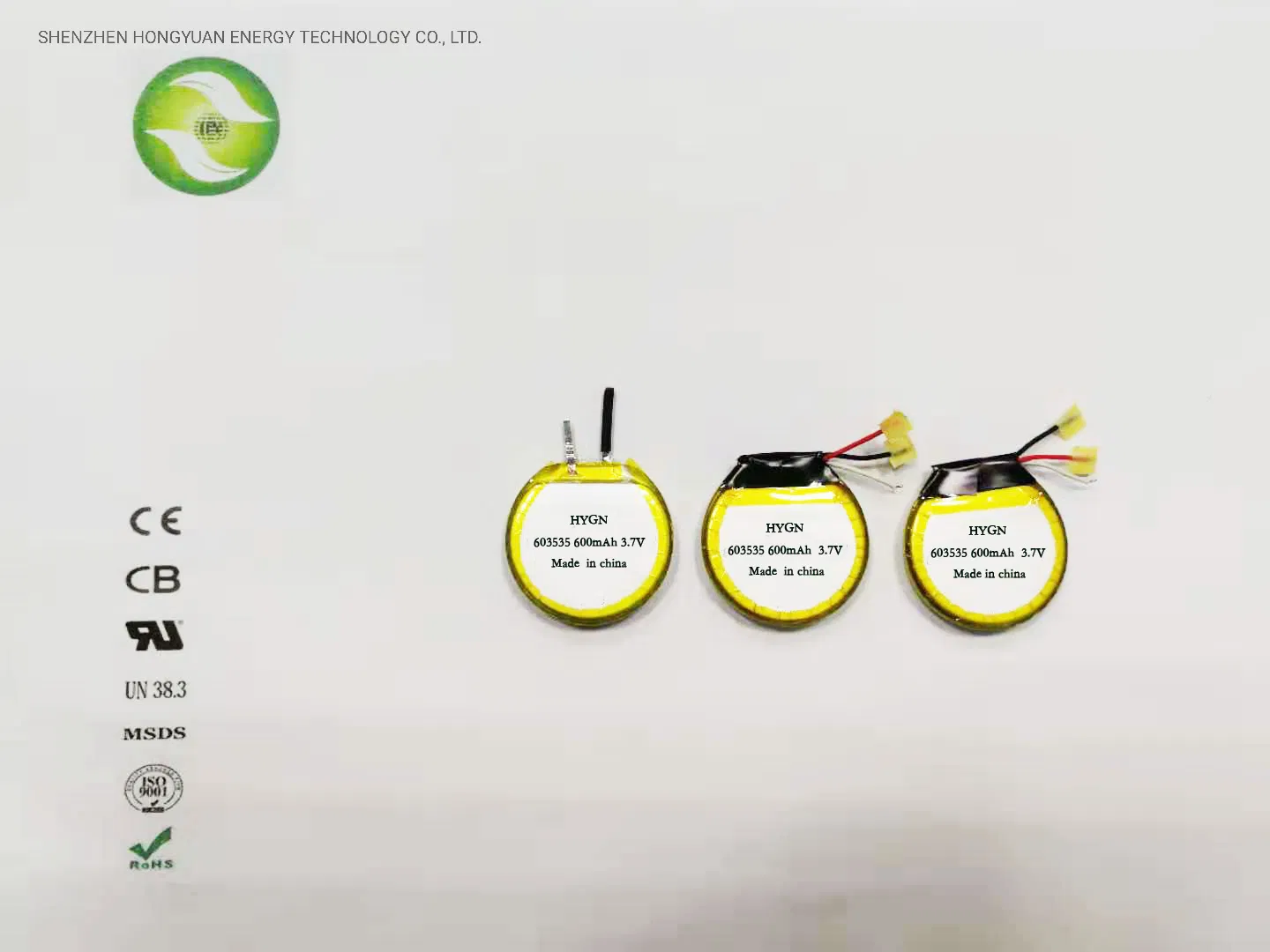 High Quality Circular Custom 3.7V Rechargeable 603535 600mAh Li-Polymer Battery