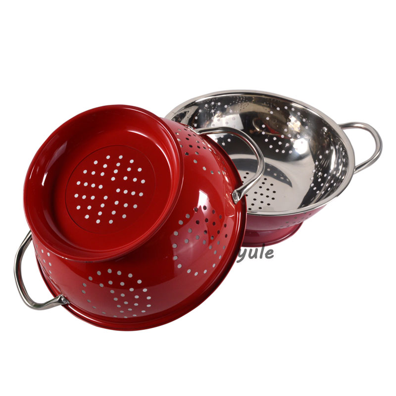 Factory Wholesale Profeesional Colander Multi-Purpose with Double Handle Mini Stainless Steel for Fruit and Vegetable Colander