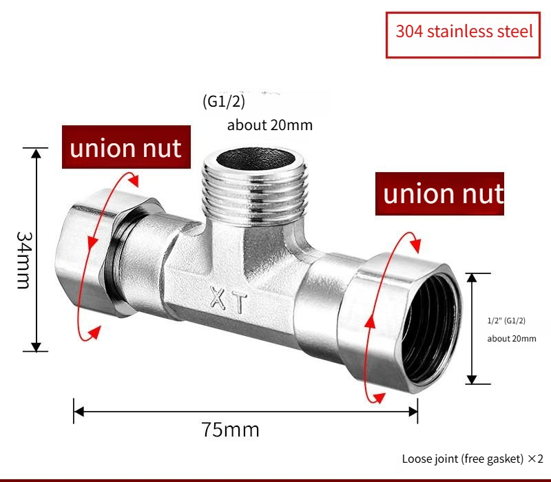 3 Ways Pipe Fittings with Flexible Joints 304 Stainless Steel Elbow for Water Pipe