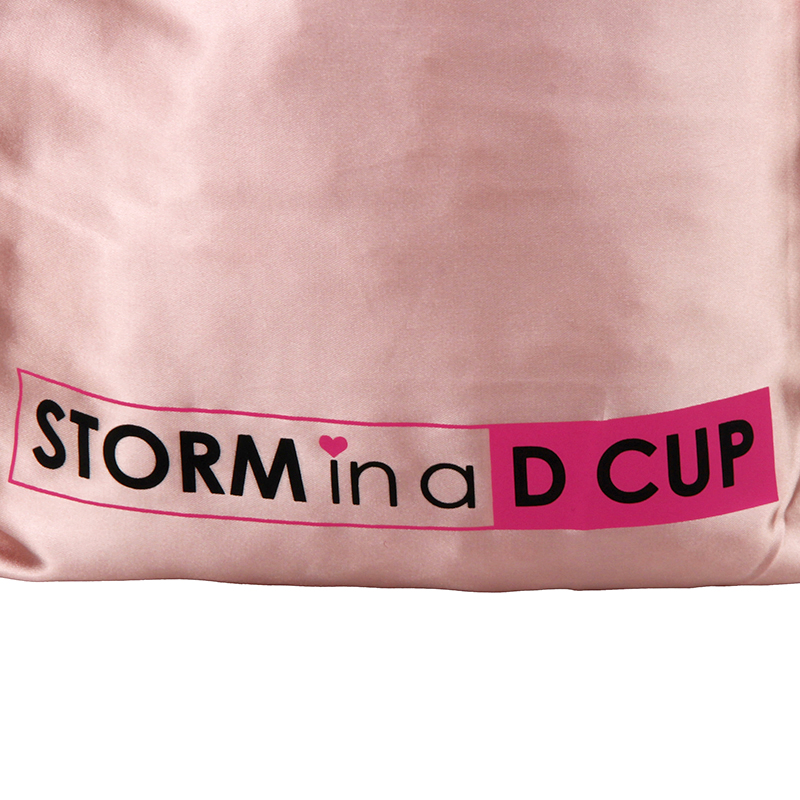Custom Logo Shocking Pink Imitation Silk Drawstring Bags for Garment