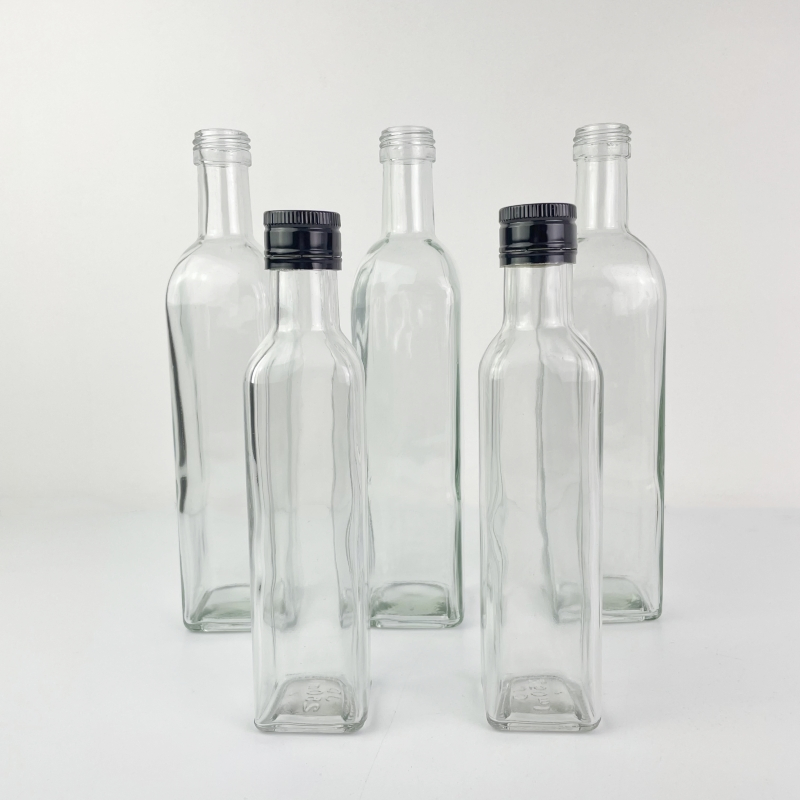 Wholesale Transparent Square Shape Olive Oil Bottle with Cap