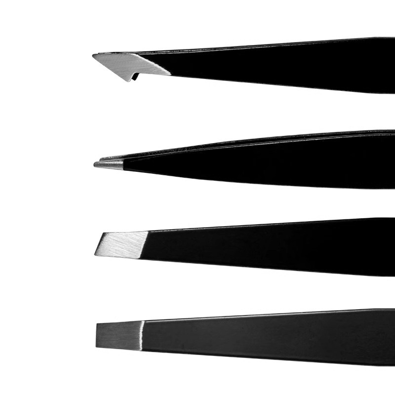 Precision Black Multi-Functional Tweezers Set for Makeup Tasks