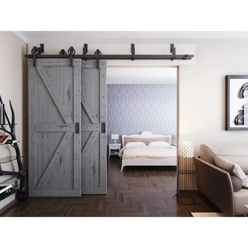 Double Track Bypass Sliding Barn Door Rails Double Barn Door Hardware Kits