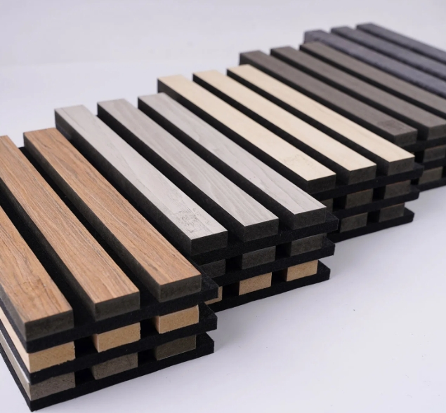 Eco Friendly Light Natural Acoustic Slat MDF PVC WPC Board Wooden Veneer 3D Wood Decorative Acoustic Wall Panel for Interior Ceiling Building Material
