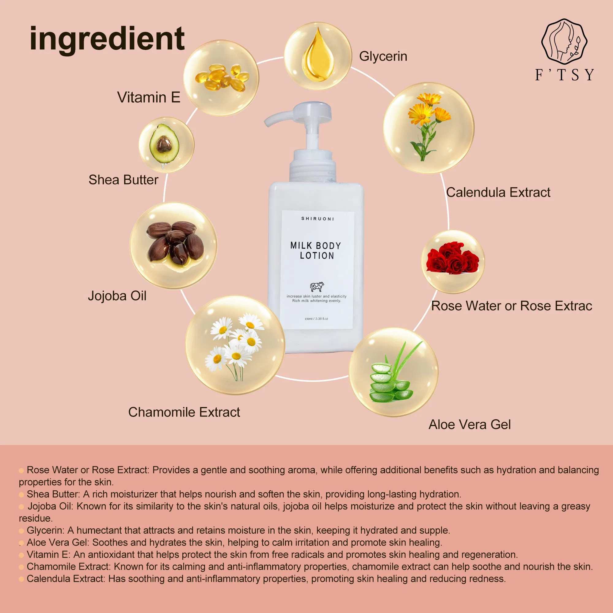 High Quality Organic 24-H Protection From Whitening Moisturizing Body Milk Lotion Grapefruit Peach Fruit Body Lotion