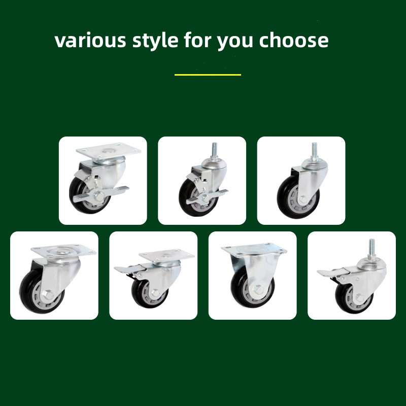 Industrial Steel Fixed Rigid Caster 2.5/3/4/5 Inch TPU Trolley Cart Plate Wheels