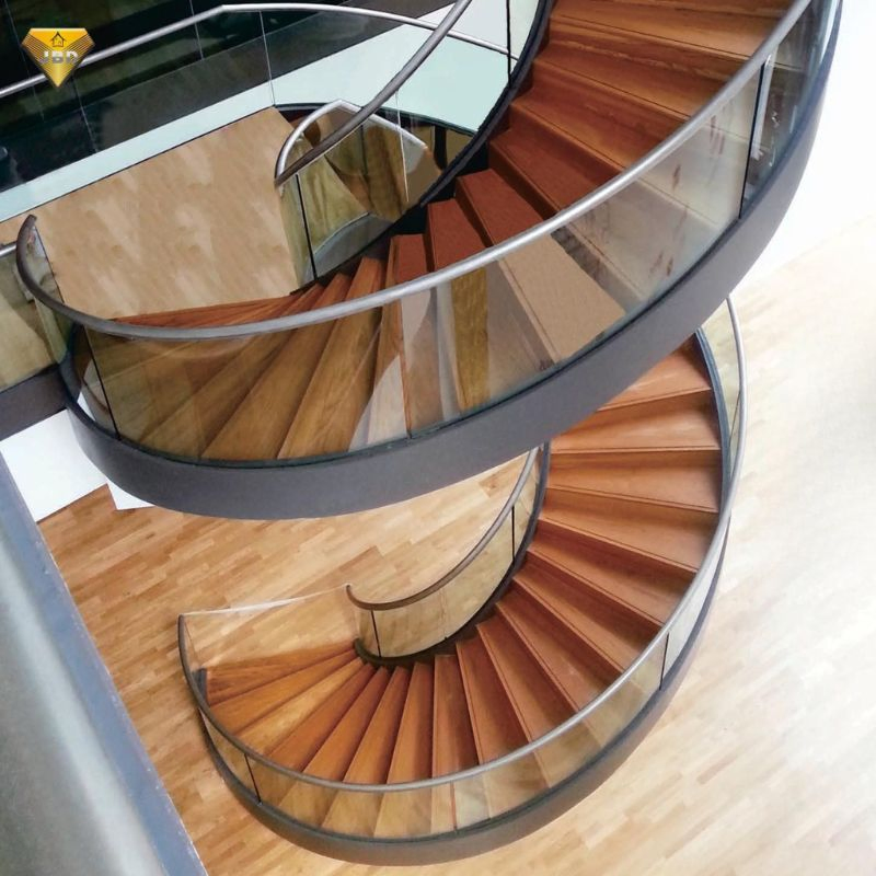 Modern Square Stairs Balcony Tempered Glass Hand Rail Staircase Railing