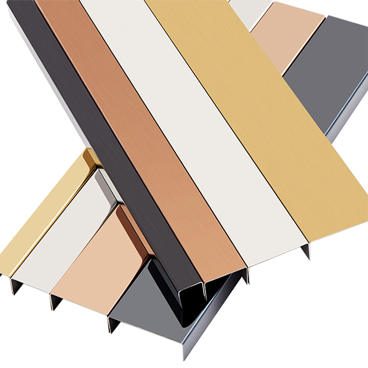 Grade 304/316 Champagne Gold Hairline Decorative Stainless Steel U Shape Metal Profile for Floor or Wall Decoration
