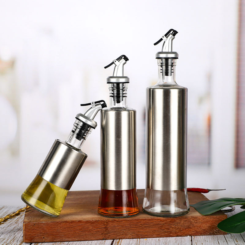Wholesale Tainless Steel Home Kitchen Leak-Proof Glass Oil Jug Vinegar Oil Bottle
