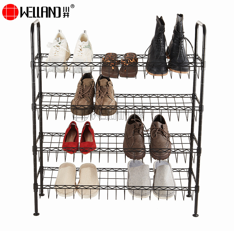 Easy Assembly Modern Family Multi-Layer Storage Chrome Wire Steel Shoe Shelving