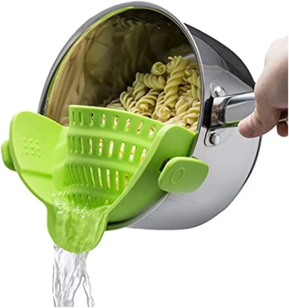 Adjustable Silicone Clip-on Colander Spaghetti Pasta Vegetables Strainer for Pots Pans Bowls