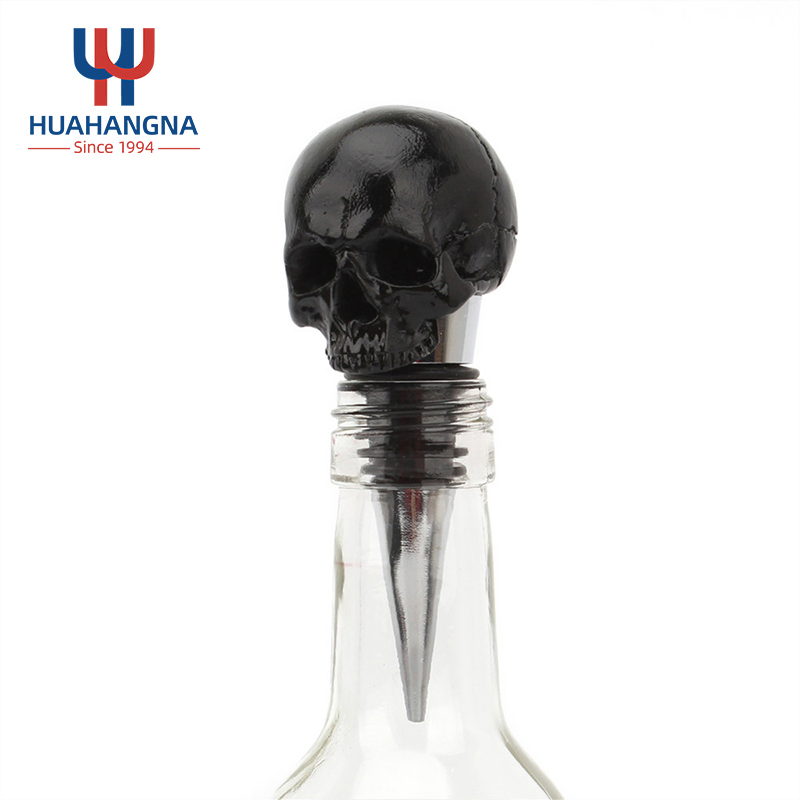 Bar Stainless Steel Silicone Resin Cool Stopper Decorative Skull Wine Bottle Stopper with Airtight Rubber Seal for Party Wedding