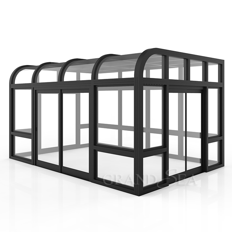 Low-E Glass Protection Sun Room Sunroom Glass House, Prefabricated Aluminium Conservatory 1 Set for Backyard