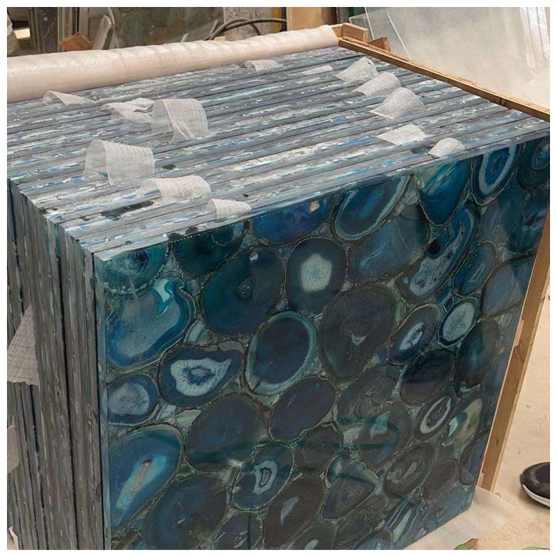Semi-Precious Blue Agate Gemstone Backlit Tiles