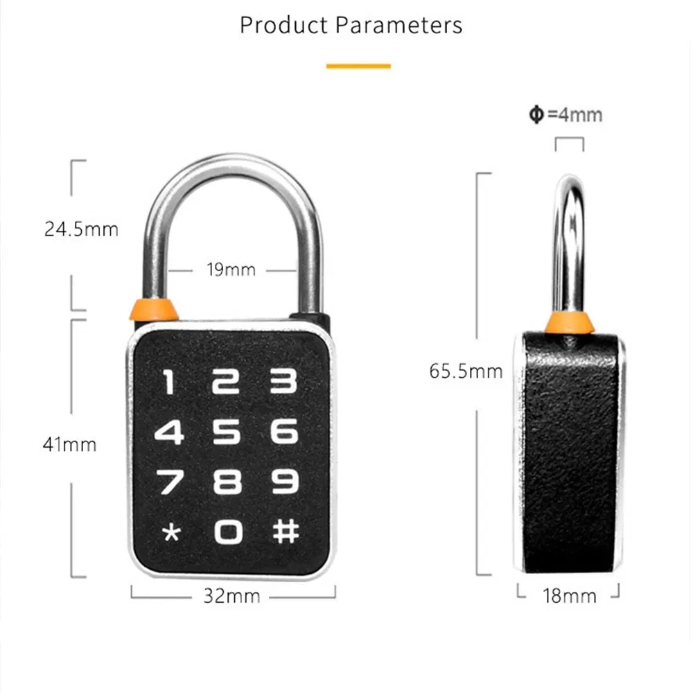 USB Rechargeable Tuya APP Password Keyless Security Lock Padlock for Travel Luggage Suitcase