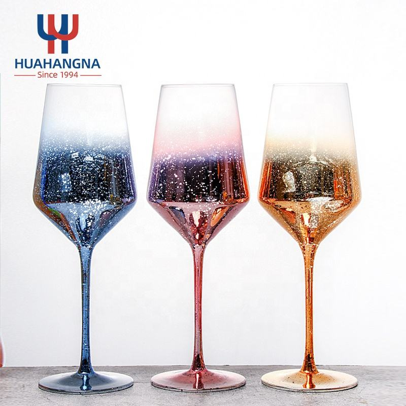 Party Colored Long Stem Wine Glasses Starry Sky Themed Glass Shiny Red Wine Glass for Wedding Festival
