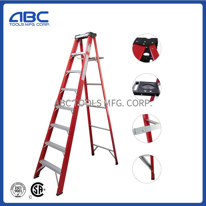 24 FT/24 Foot Retractable Fiberglass Insulation Ladder for 3 Section Triple Extension