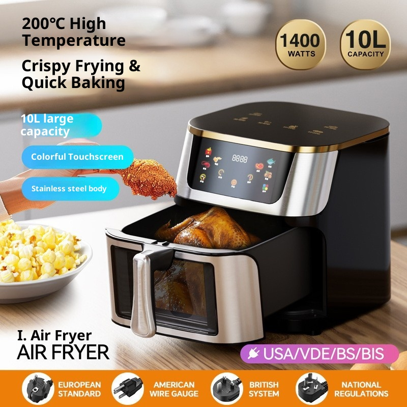 Family Size Digital Air Fryer Oven LED Touch Screen 8 Preset Menu Dishwasher Safe Basket