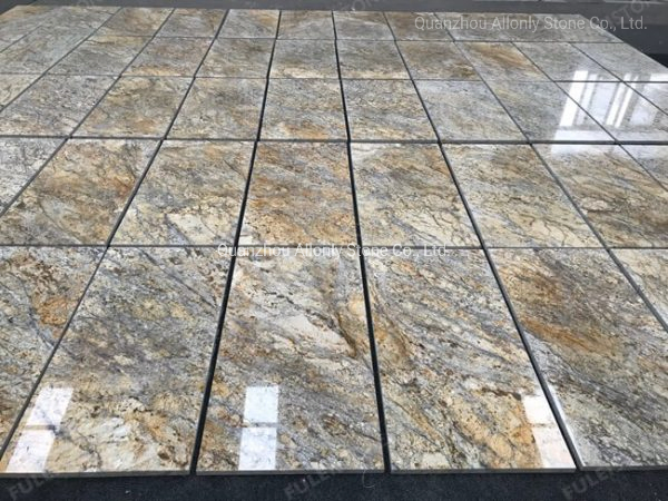 Brazil Golden Crystal Stone Design Interior Floor Tile /Wall Stair Granite for Commercial Project