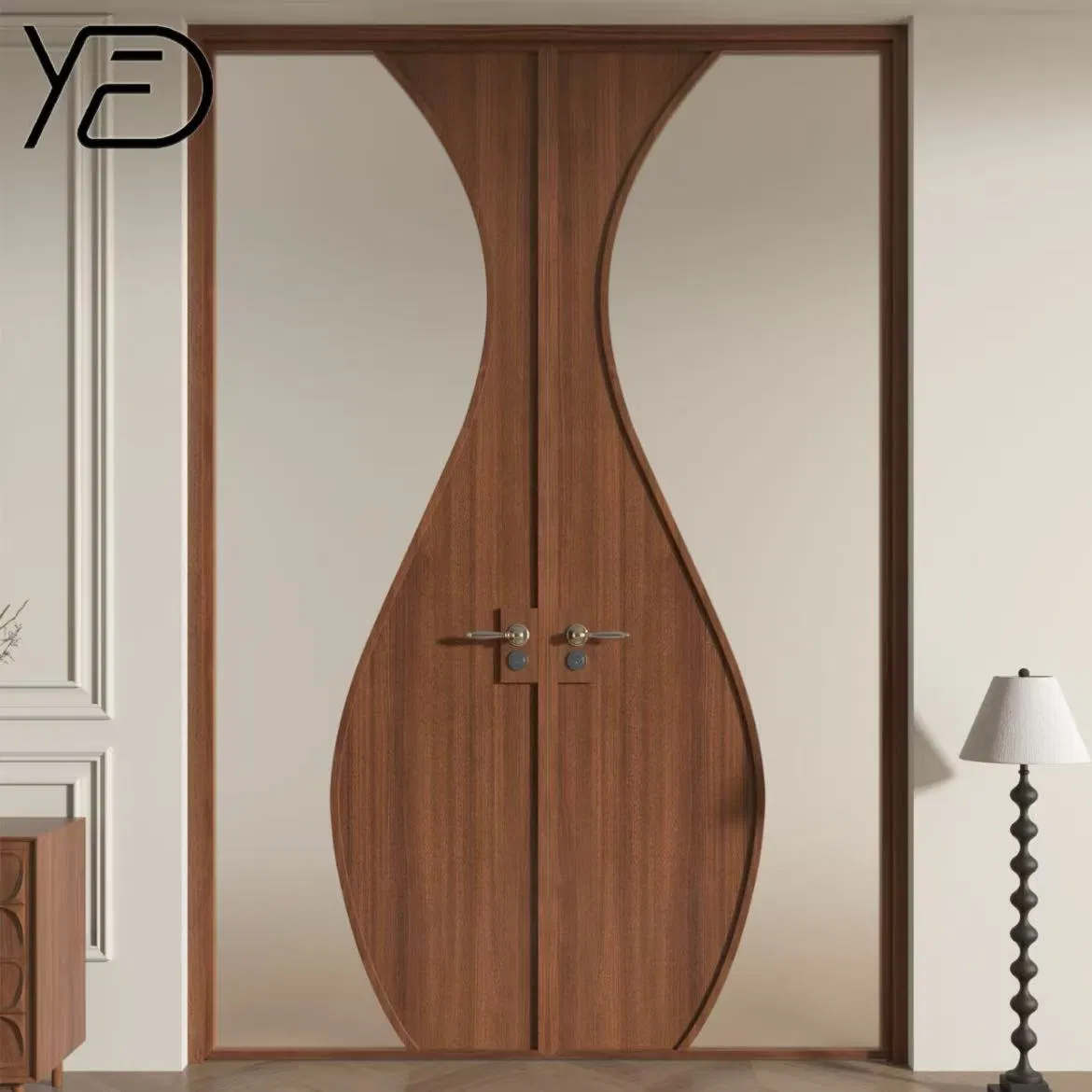 Customized Wood Solid Waterproof and Fireproof Interior Glass PVC Entrance Door for Bedrooms Kitchens Bathrooms Hotels
