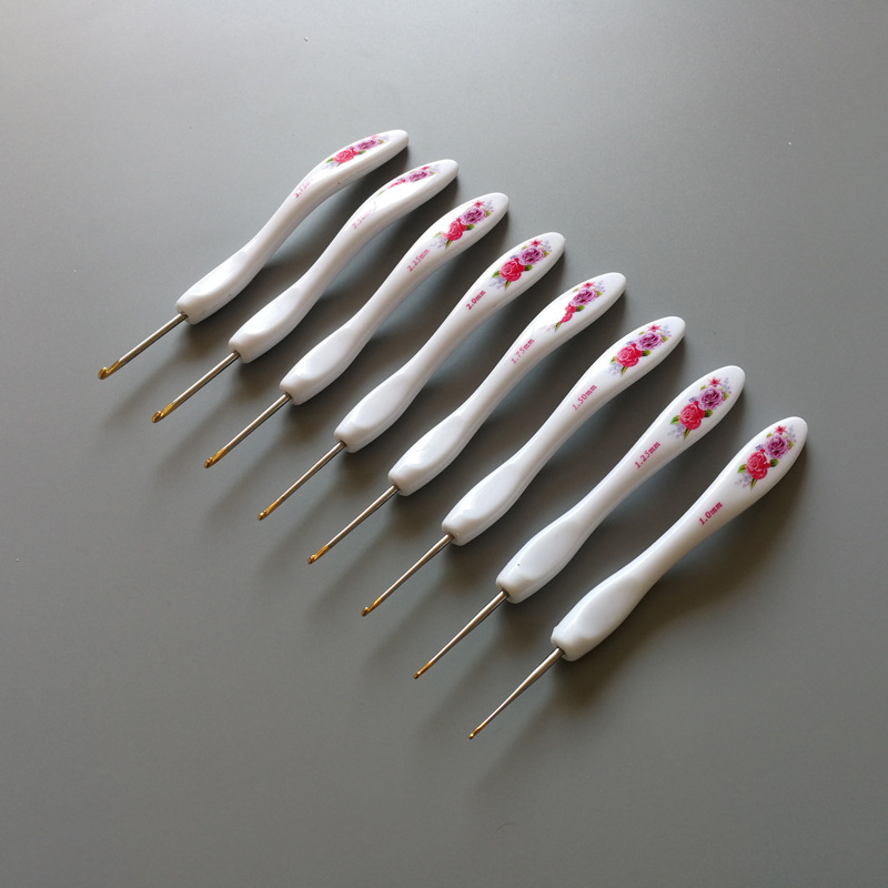 Crochet Hook Knitting Tools 2.5-6.0 mm Multi-Color Soft Pottery Handle Ceramic Aluminum Crochet Hook Set Ergonomic
