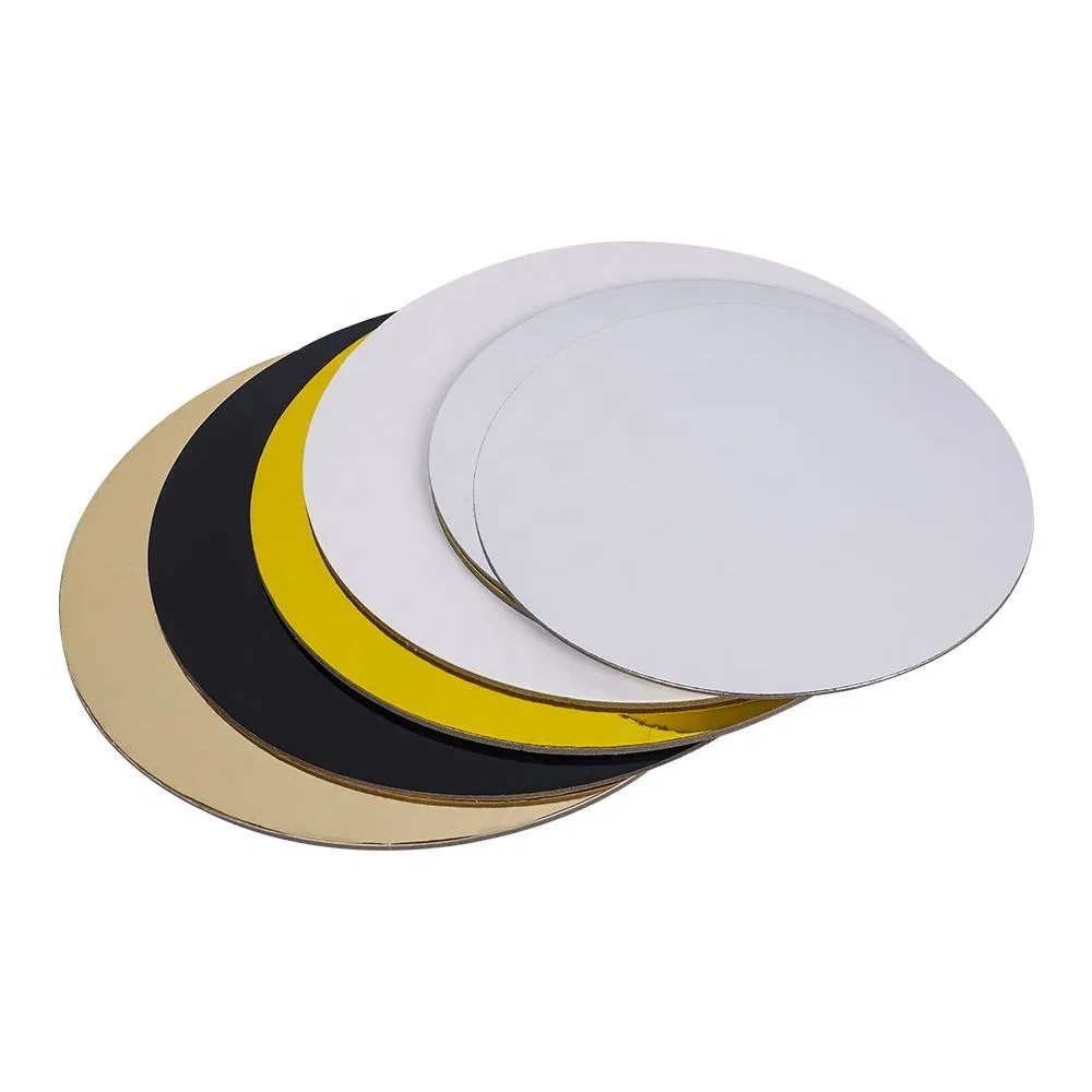Gold and Silver Round Cake Drum Board Cardboard Meat Fish Smoked Salmon Board with Embossing and Matte Lamination