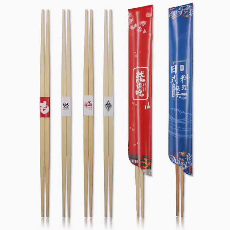 Natural Bamboo Disposable Round Chopsticks with Paper Package for Sale