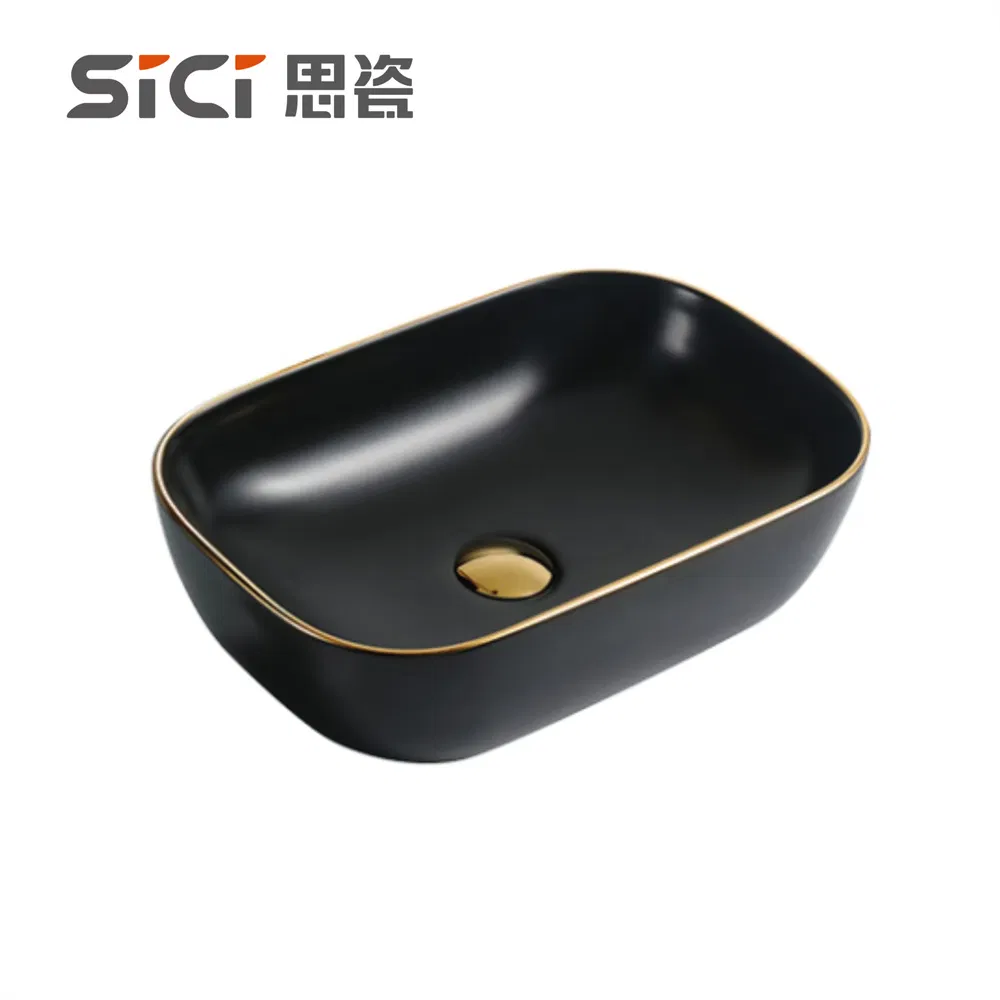 Wholesale Sanitary Black & White Color Basin Art Ceramic Table Top Wash Basin