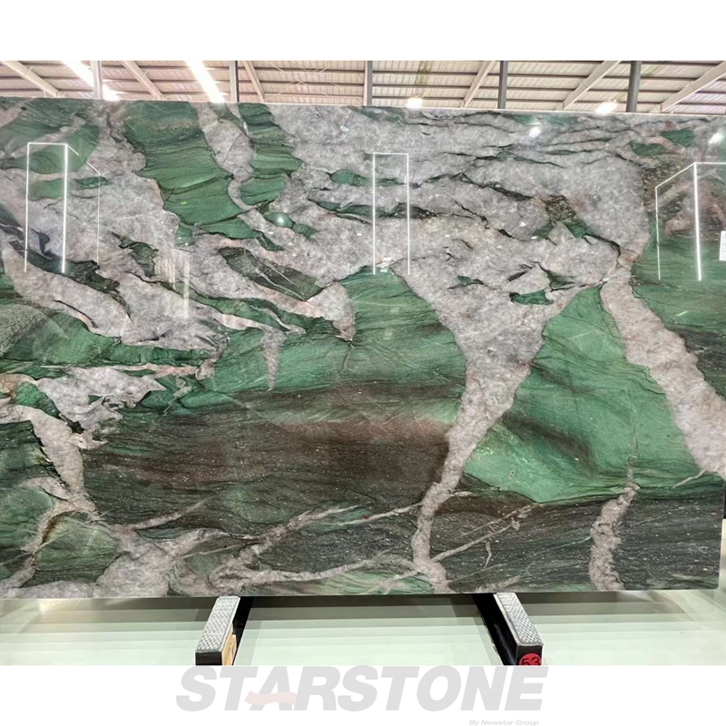 Luxury Natural Green Fuchsite crystal Quartzite Slab for Hotel Villa Interior Wall Design Background Wall Quartzite